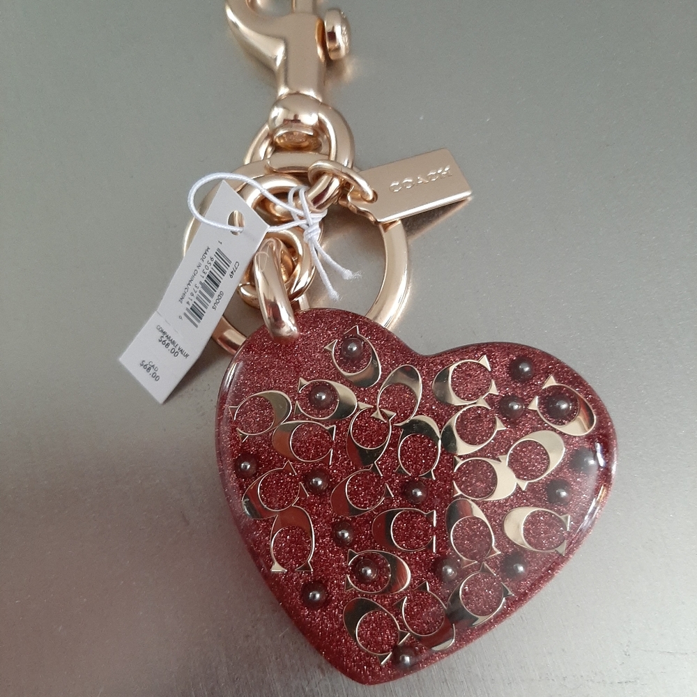 Coach  Signature Heart Bag Charm